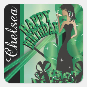 Sticker Carré Vert du nom   de la fille   do-it-yourself de diva