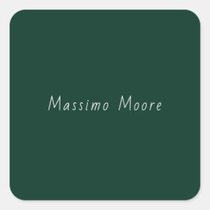 Sticker Carré Vert foncé Élégant Casual Propre Nom Écriture manu