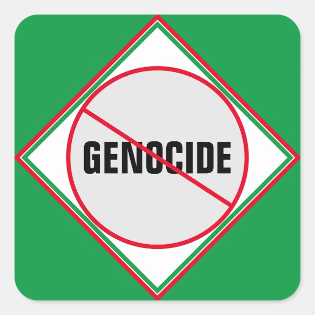 Sticker Carré Vert rouge anti-génocide (Devant)
