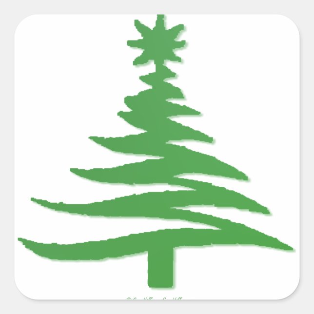 Sticker Carré Vert sapin de Noël (Devant)