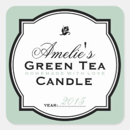 STICKER CARRÉ VERT VINTAGE MODERNE | BOÎTE DE SOAP PERSONNALISÉE