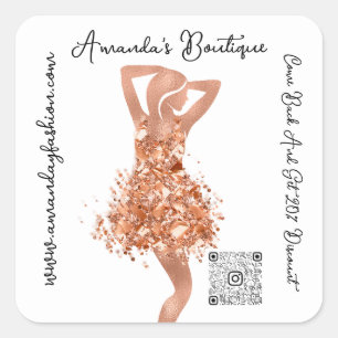 Sticker Carré Vêtements de Magasin de Luxe Code Qr Logo Cuivre B