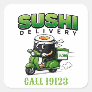 Sticker Carré 🍣 Vêtements d'équipe de livraison de restaurant d