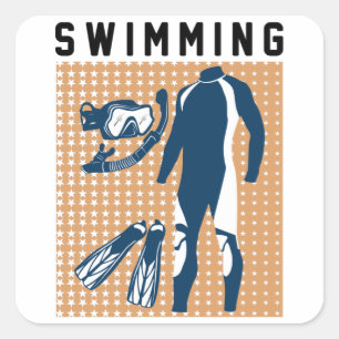 Sticker Carré Vêtements et lunettes de natation