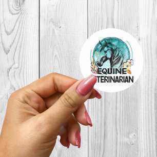 Sticker Carré Vétérinaire de l'équine, ligne Art Vintage Horse F