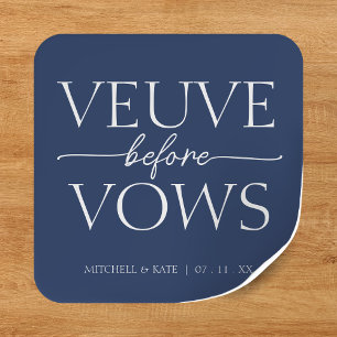 Sticker Carré Veuve Before Vows Bleu Nuit et Blanc Enterrement d