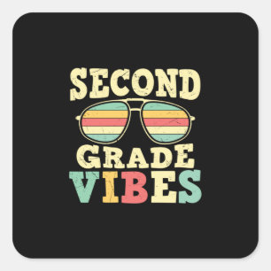 Sticker Carré Vibes de 2e année pour enseignant de 2e année