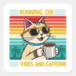 Sticker Carré Vibes de café rétro - Amoureux de caféine amusant