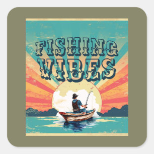 Sticker Carré Vibes de pêche Aventures en plein air