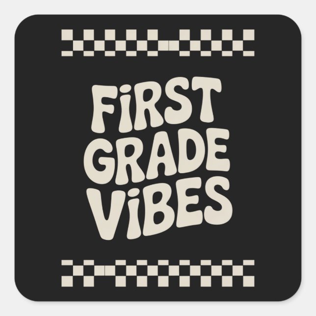 Sticker Carré Vibes de première année Retour à l'école (Devant)