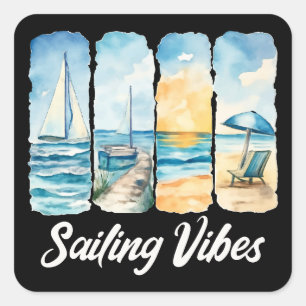 Sticker Carré Vibes de voile - Sentez l'océan
