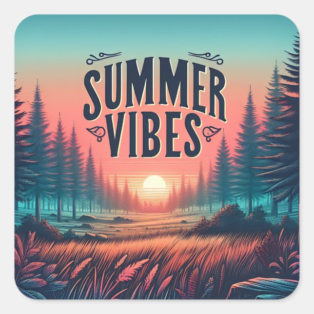 Sticker Carré Vibes d'été (Devant)