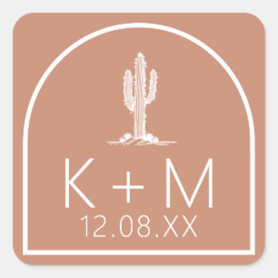 Sticker Carré Vibes du désert Mariage Cactus Terra Cotta ID1019