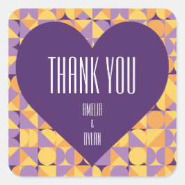 Sticker Carré Vibes rétro géométriques Merci mariage d'automne
