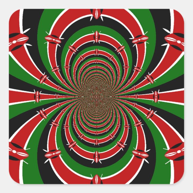 Sticker Carré Vibrant Kenya Vision : Drapeau kényan en miroir (Devant)