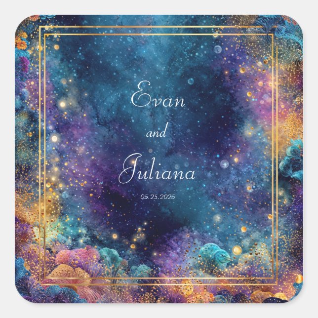 Sticker Carré Vibrant Mariage Galaxy (Devant)