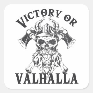Sticker Carré Victoire ou Valhalla - Viking Ax