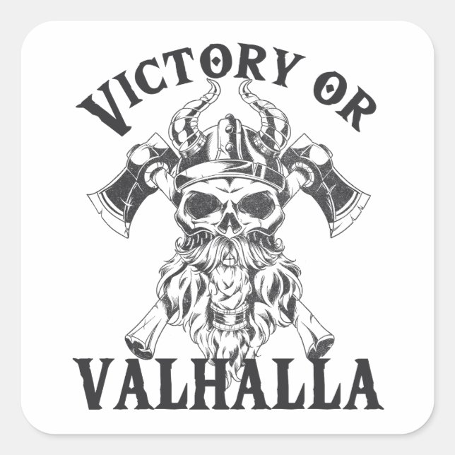 Sticker Carré Victoire ou Valhalla - Viking Ax (Devant)