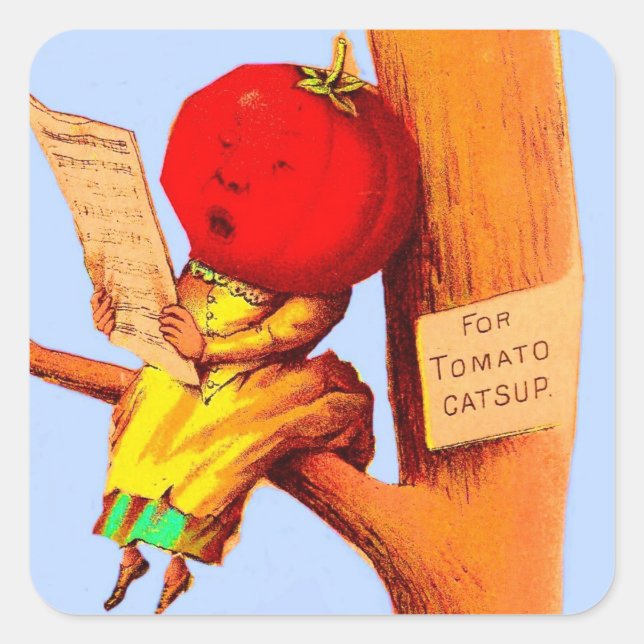 Sticker Carré Victorian carte de commerce tomate chef femme (Devant)