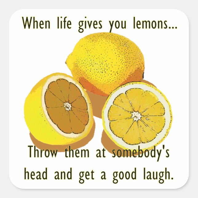 Sticker Carré Vie Citrons Humour foncé Funny Fruit Jaune (Devant)