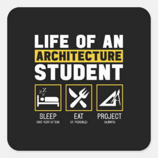 Sticker Carré Vie Sur Un Travail D'Architecte Étudiant En Archit
