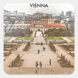 Sticker Carré Vienne Autriche Vue panoramique historique