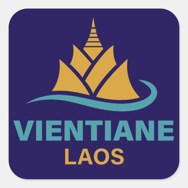Sticker Carré Vientiane Laos Southeast Asia (Devant)