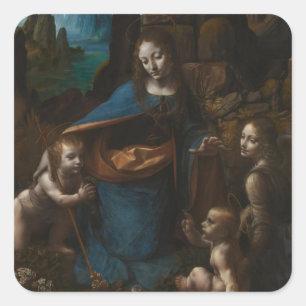 Sticker Carré Vierge des Rochers, Vierge Marie, Jésus, Jean