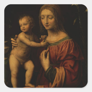 Sticker Carré Vierge et enfant (huile sur le panneau) 2