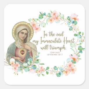 Sticker Carré Vierge Marie Fatima Immaculée Coeur Ukraine Russi