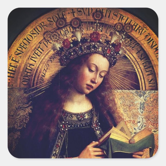 Sticker Carré Vierge Marie - Gand Altarpiece de Jan van Eyck (Devant)