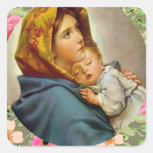 Sticker Carré Vierge Marie Jésus Mère Bienheureuse Sainte Marie