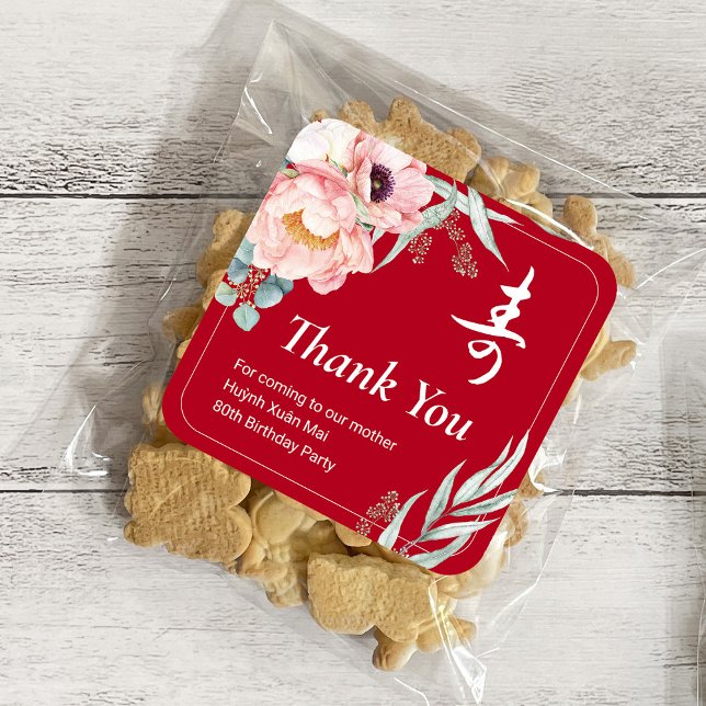 Sticker Carré Viêt-namien "Longévité" (Créateur téléchargé)