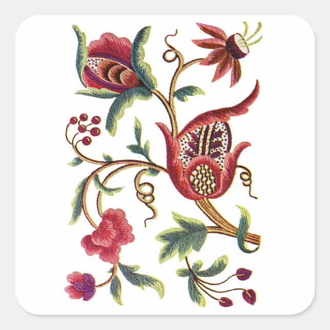 Sticker Carré Vieux anglais - Broderie jacobéenne (Devant)