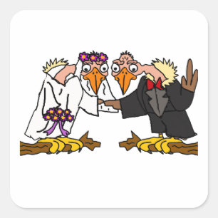 Sticker Carré Vieux Buzzard drôle épousant l'art de bande