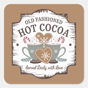 Sticker Carré Vieux Fashion cacao chaud Noël