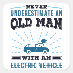 Sticker Carré Vieux homme avec un véhicule électrique Fête des p