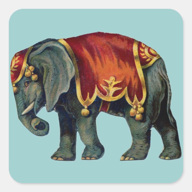 Sticker Carré Vieux Iustração de l'éléphant de cirque (Devant)