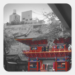 Sticker Carré Vieux temple japonais