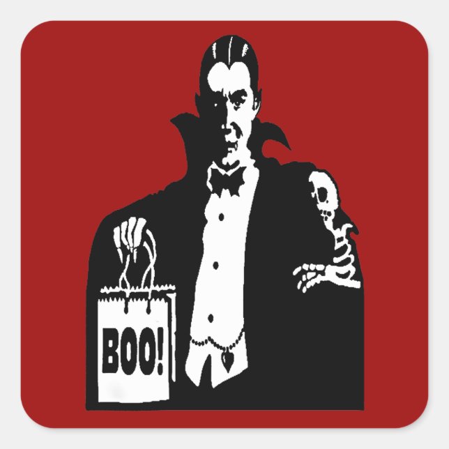 Sticker Carré Vieux temps Vampire Trick-ou-Traiteur (Devant)