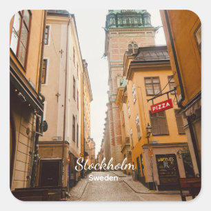 Sticker Carré Vieux Town, Stockholm, Suède Souvenir
