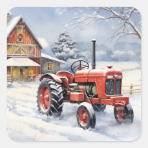 Vieux tracteur et grange Snown Ferme d'hiver Noël