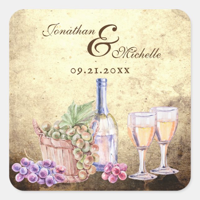 Sticker Carré Vignoble romantique personnalisé Vignoble Vignoble (Devant)
