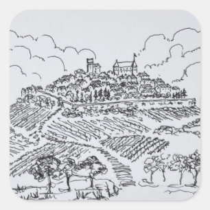 Sticker Carré Vignobles de Sancerre Vallée de la Loire, France