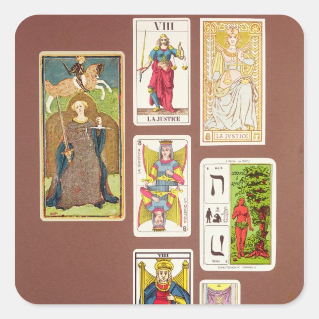 Sticker Carré VIII Justice, sept cartes tarot (Devant)
