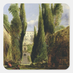 Sticker Carré Villa D'Este, Tivoli (huile sur toile)