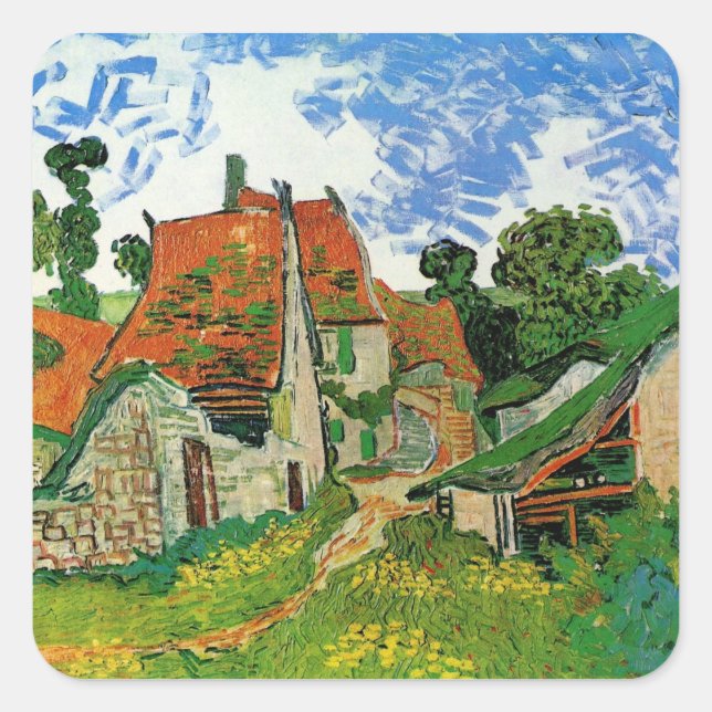Sticker Carré Village Street par Vincent van Gogh (Devant)