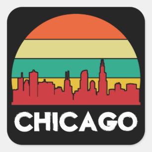 Sticker Carré Ville de Chicago Windy de couleur