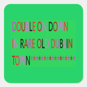 STICKER CARRÉ VILLE DE DUBLIN IRLANDE VERT ROUGE NOIR POURPLE