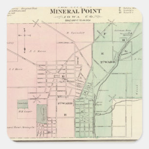 Sticker Carré Ville de Mineral Point et village de Dodgeville